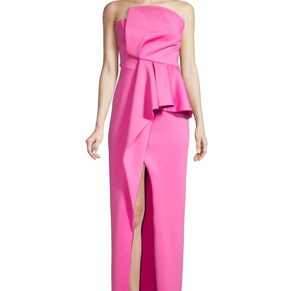 Black Halo Jonas Asymmetrical Draped Pink Gown 6